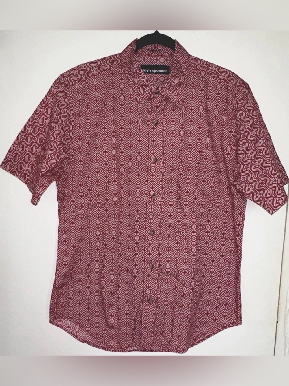 reyn spooner Short Sleeve Geometric Button-Up Shirt - Burgundy Fall